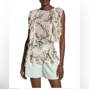 NWT Walter Baker Floral Ruffle Top Size Medium